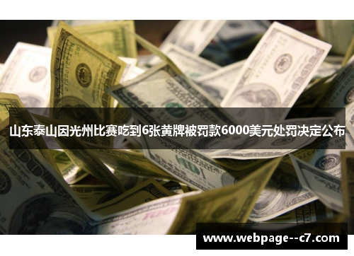 山东泰山因光州比赛吃到6张黄牌被罚款6000美元处罚决定公布